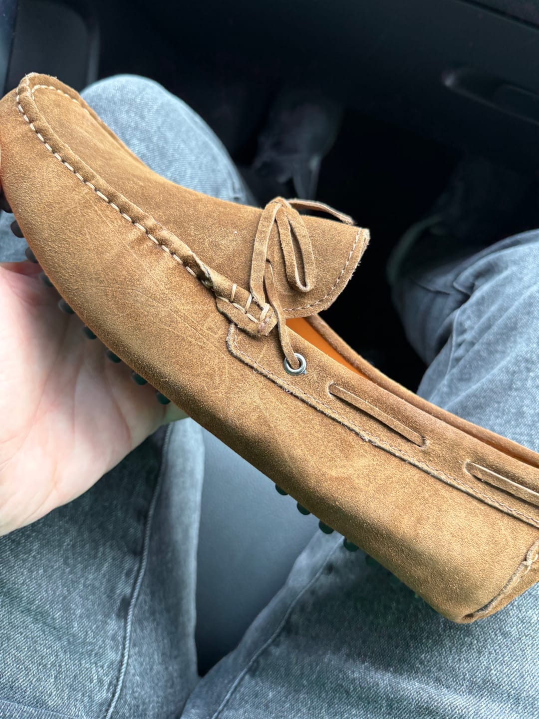 Customer photo review of Men's Suede Driving Shoes