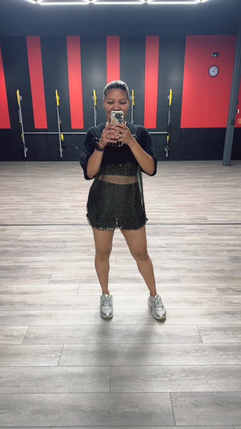 Customer photo review of Rock 'n' Roll Oversized Long Mesh Top