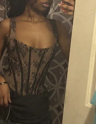 Customer photo review of The Seraphina Lace Mini Dress - Black