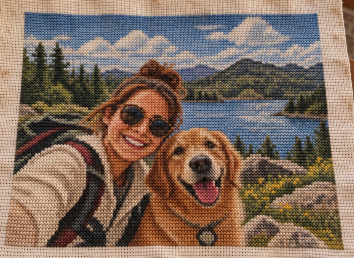 Customer photo review of Custom Cross Stitch Kit- Turn Your Photo Into Handmade Art