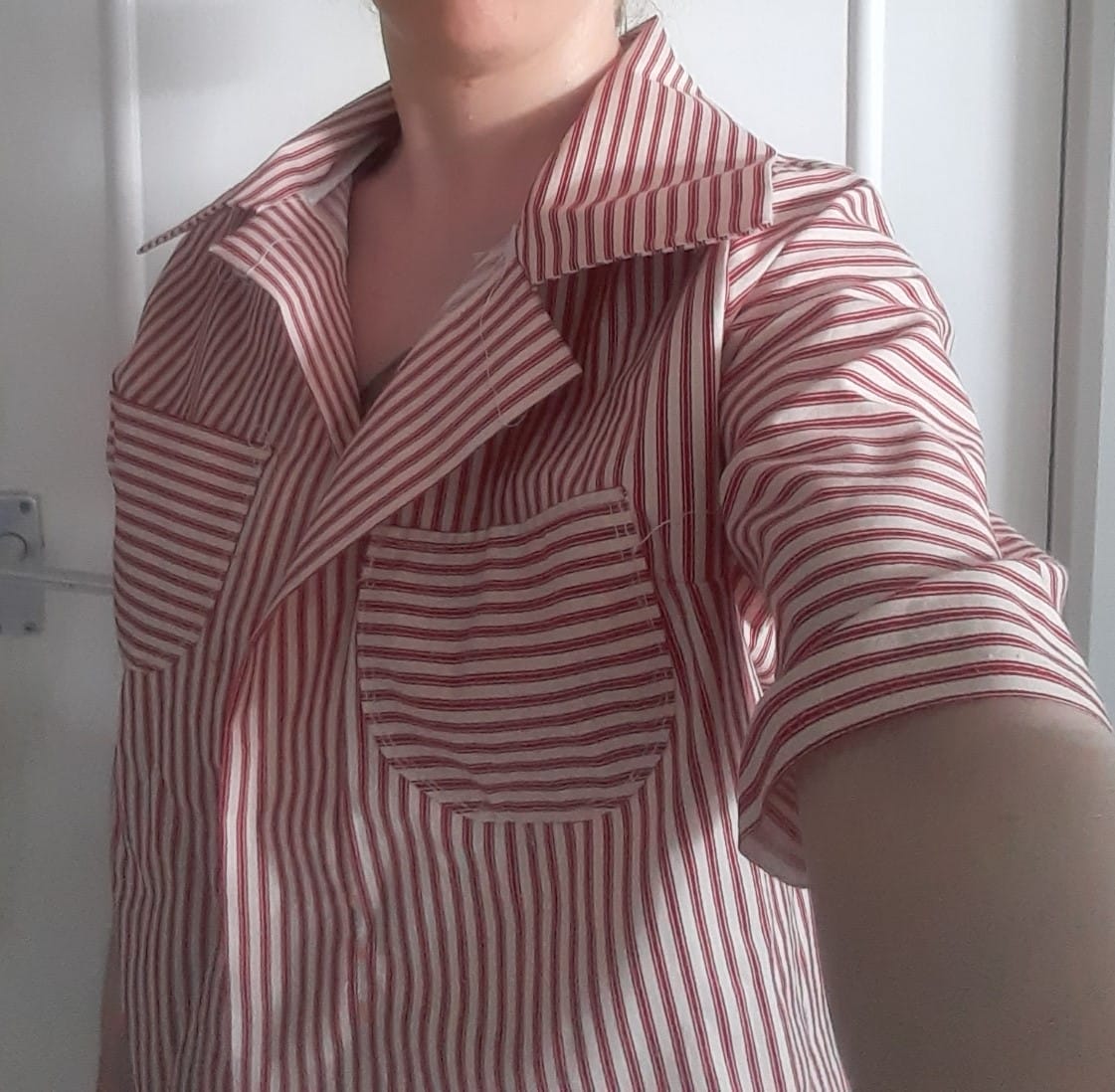 Customer photo review of Ticking Stripes Rose & Hubble Cotton Poplin Fabric