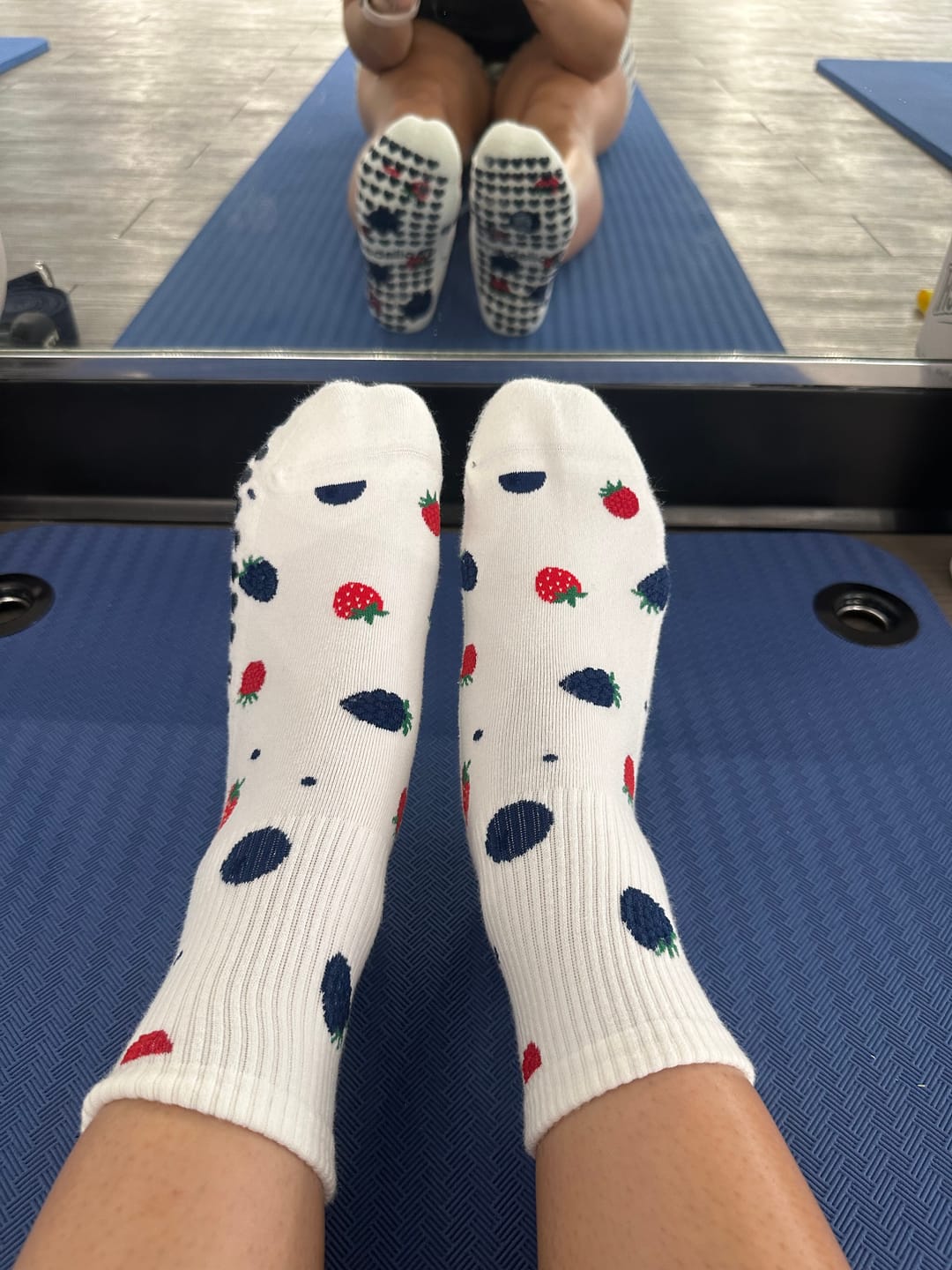Customer photo review of Berries & Cream Grip Socks