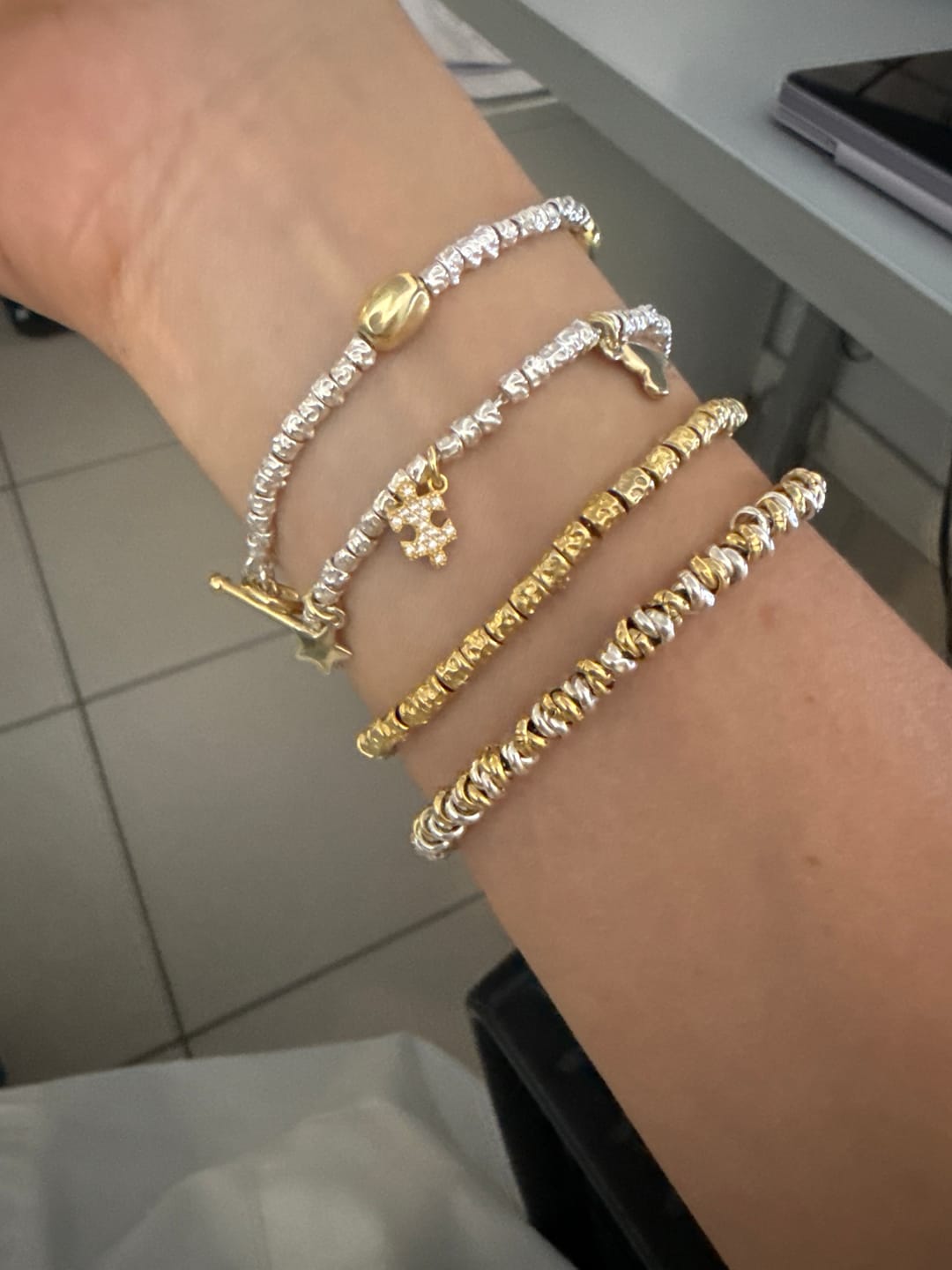 Customer photo review of CREA IL TUO BRACCIALE GRANELLI - charms oro