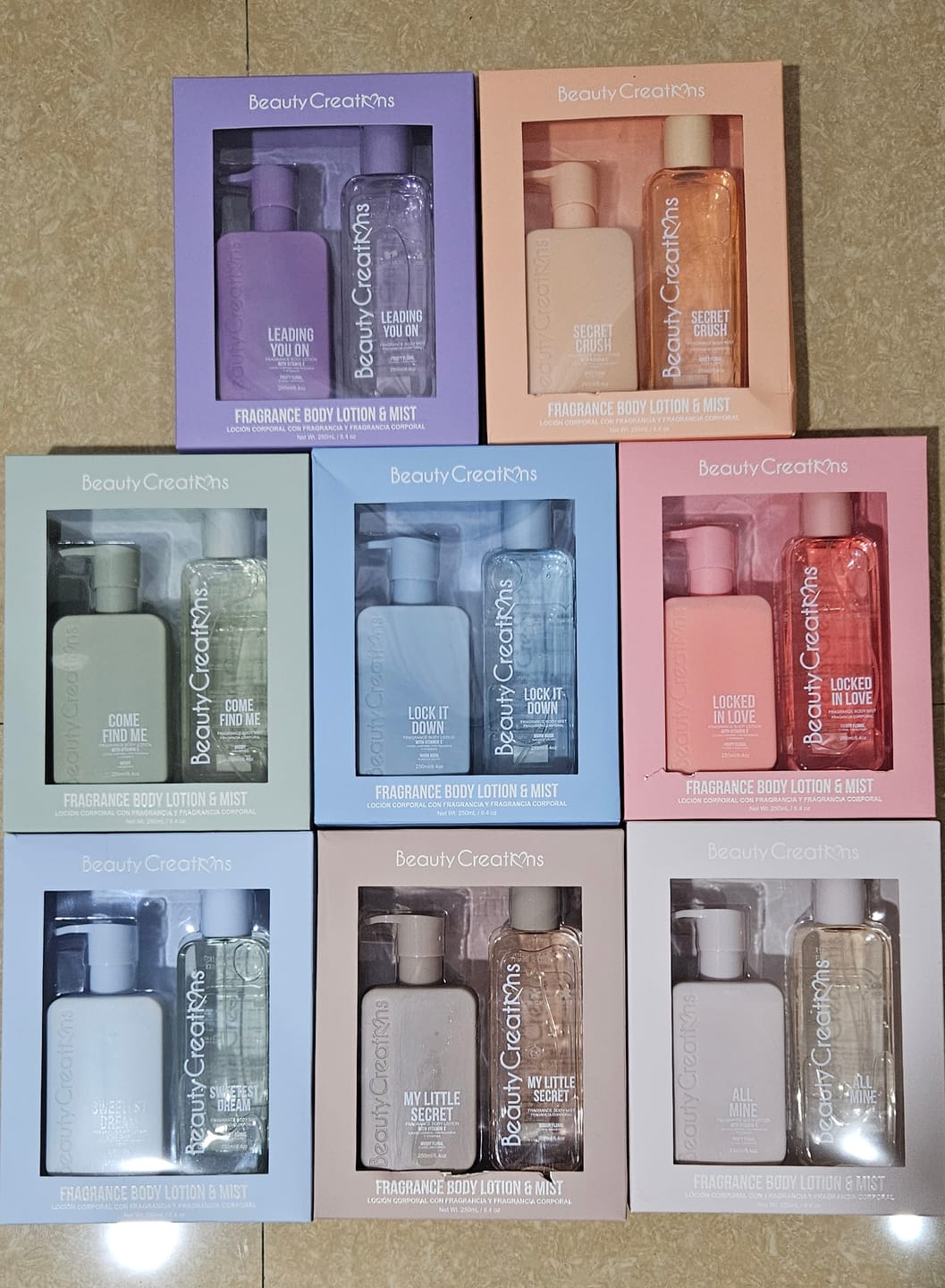 Customer photo review of Sets de Loción Corporal y Mist Perfumados Surtido Beauty Creations  - Venta al por Mayor 8 Sets (BLBSSET-ASS)