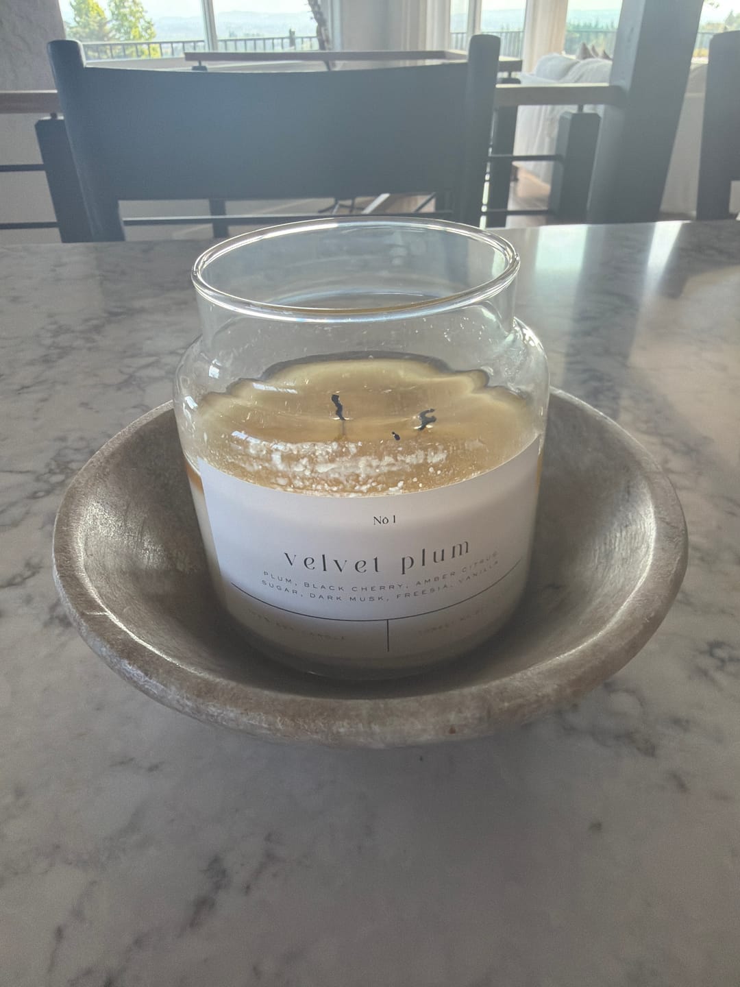 Customer photo review of Cozy Cashmere 22 oz Glass Candle