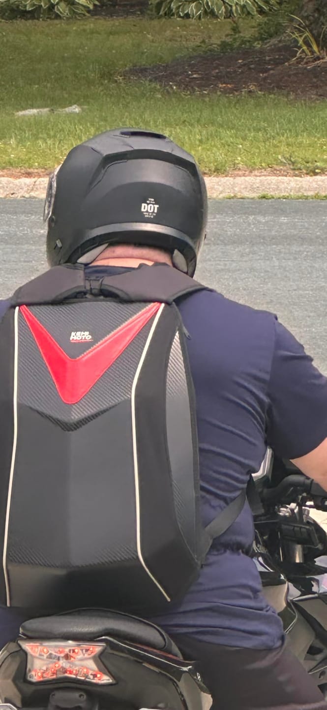 Customer photo review of 20L Motorcycle Hardshell Expandable Backpack