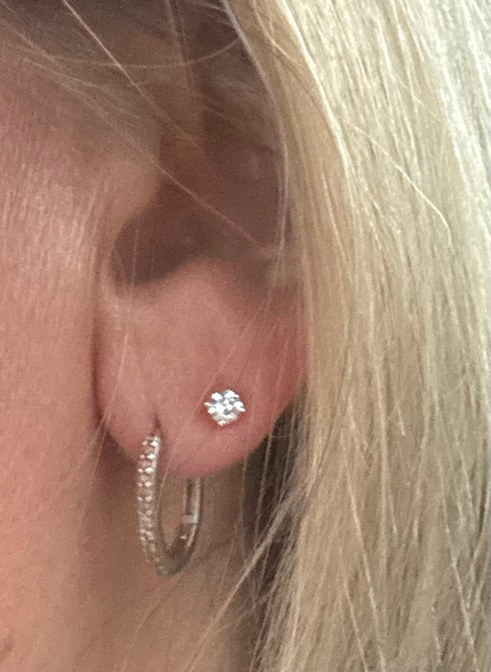 Customer photo review of Versa 9K Gold Lab Grown Diamond Eternal Spark Stud Earrings