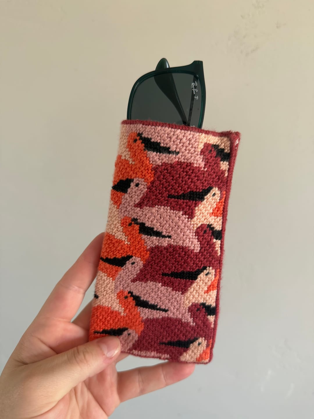 Customer photo review of Birdies Sunglasses Case Needlepoint Kit