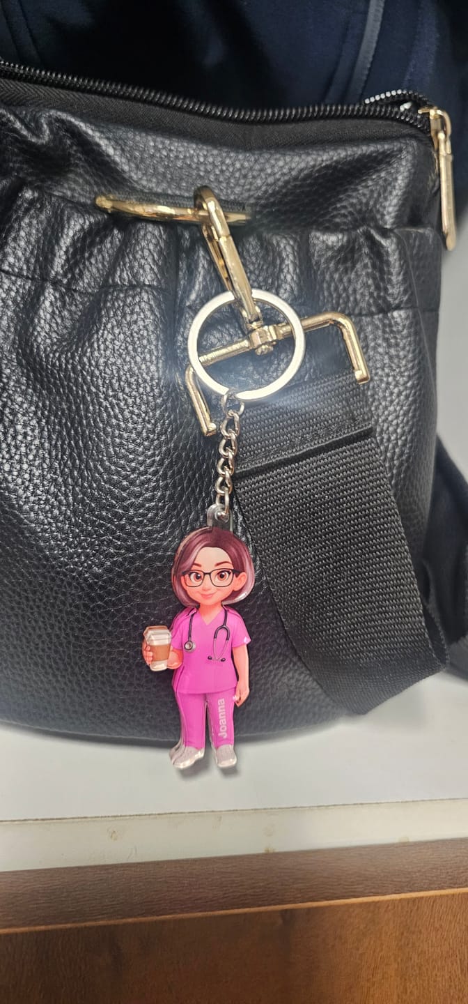 Customer photo review of Proud Nurse Mom - Personalized Acrylic Keychain, Gift For Mom, Grandma