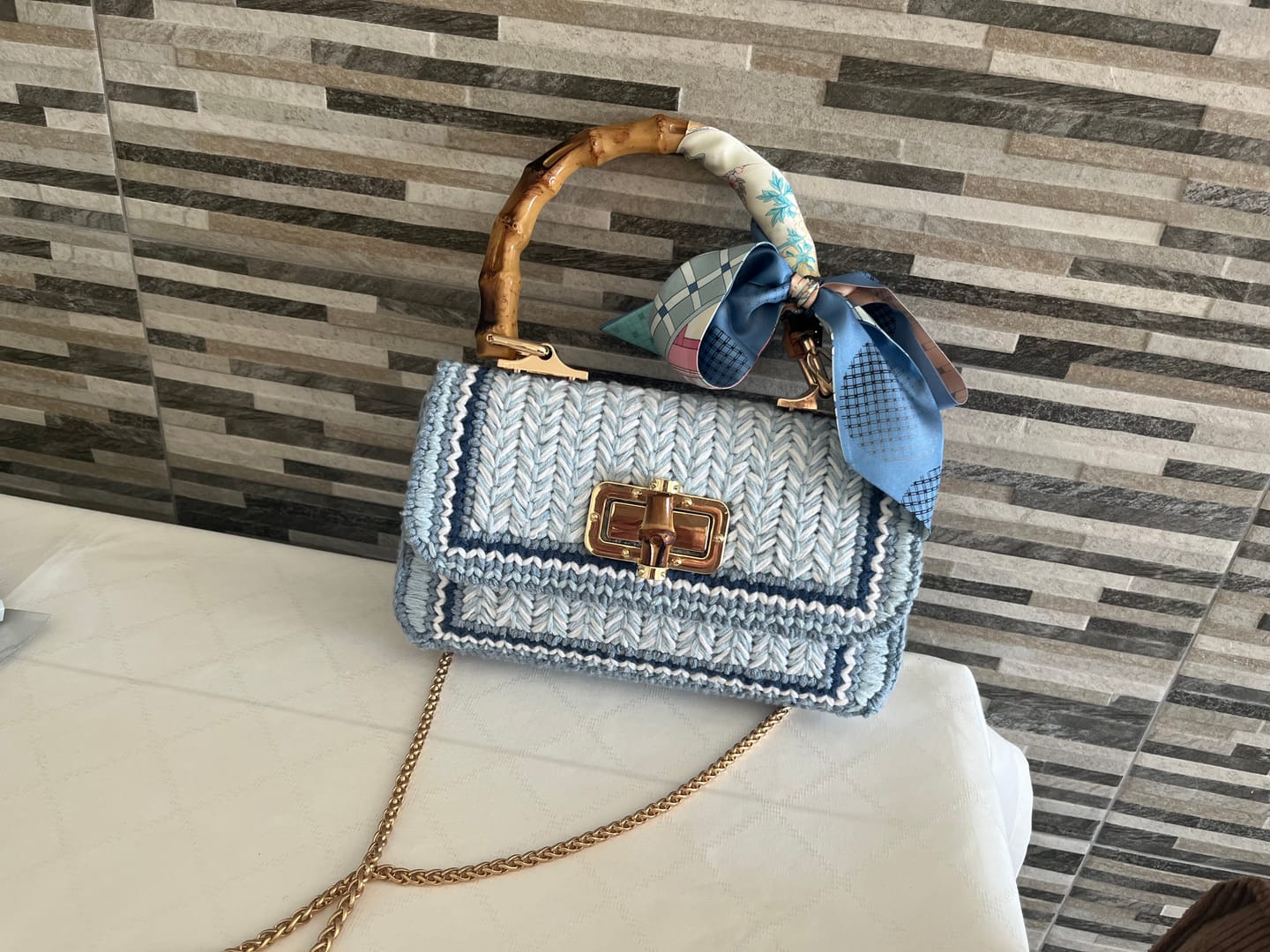 Customer photo review of Linden Whisper Clutch Cross Stitch DIY kit