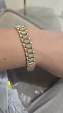 Customer photo review of Dahlia 14K Gold Plated Paperclip & Watch Strap Bracelet