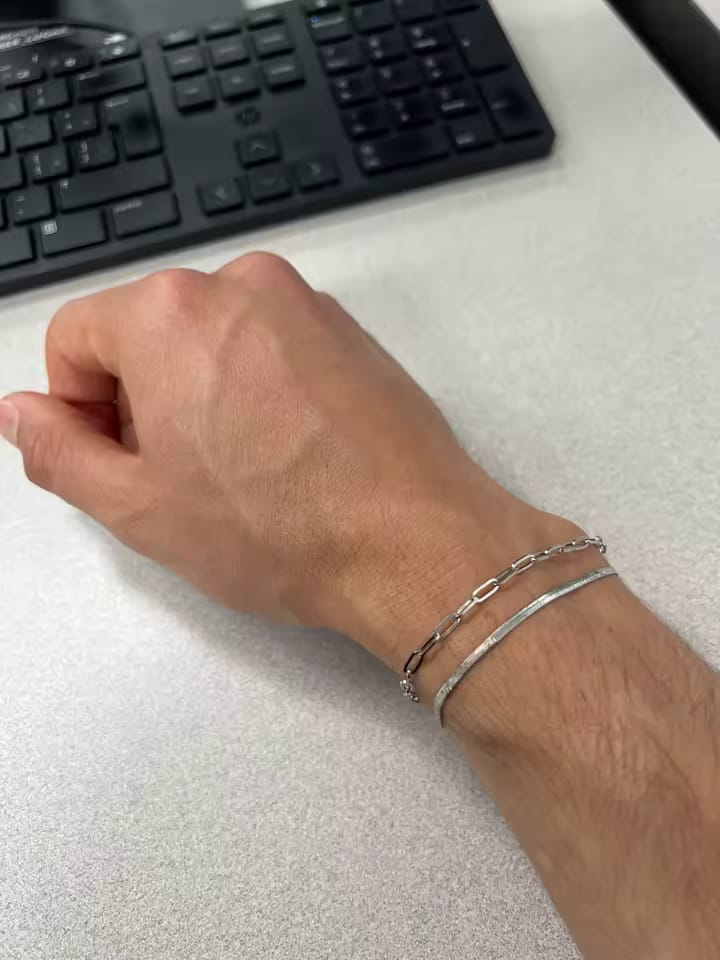 Customer photo review of Nexus Stainless Steel Cuban and Rope Chain Bracelet Set