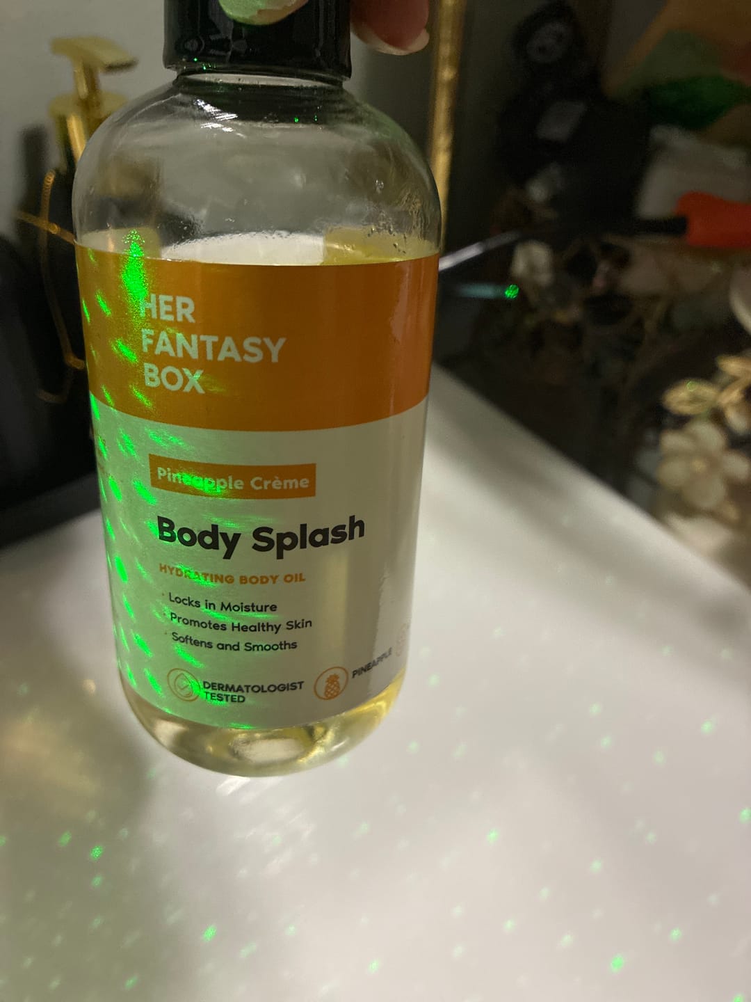 Customer photo review of Body Splash - Skin Smoothing Body Oil  (Pineapple Creme)