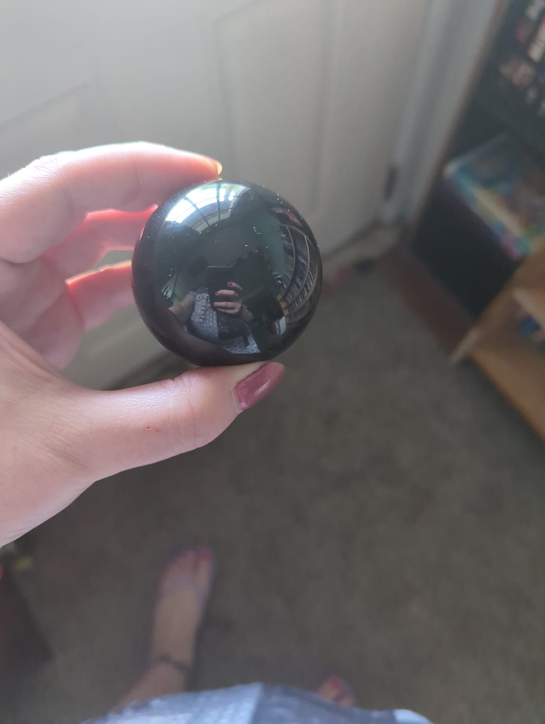 Customer photo review of Natural Crystal Black Obsidian Crystal Sphere