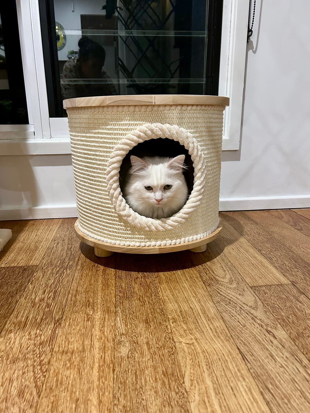 Customer photo review of Multifunctional Woven Sisal Cat House – Side Table or Stool