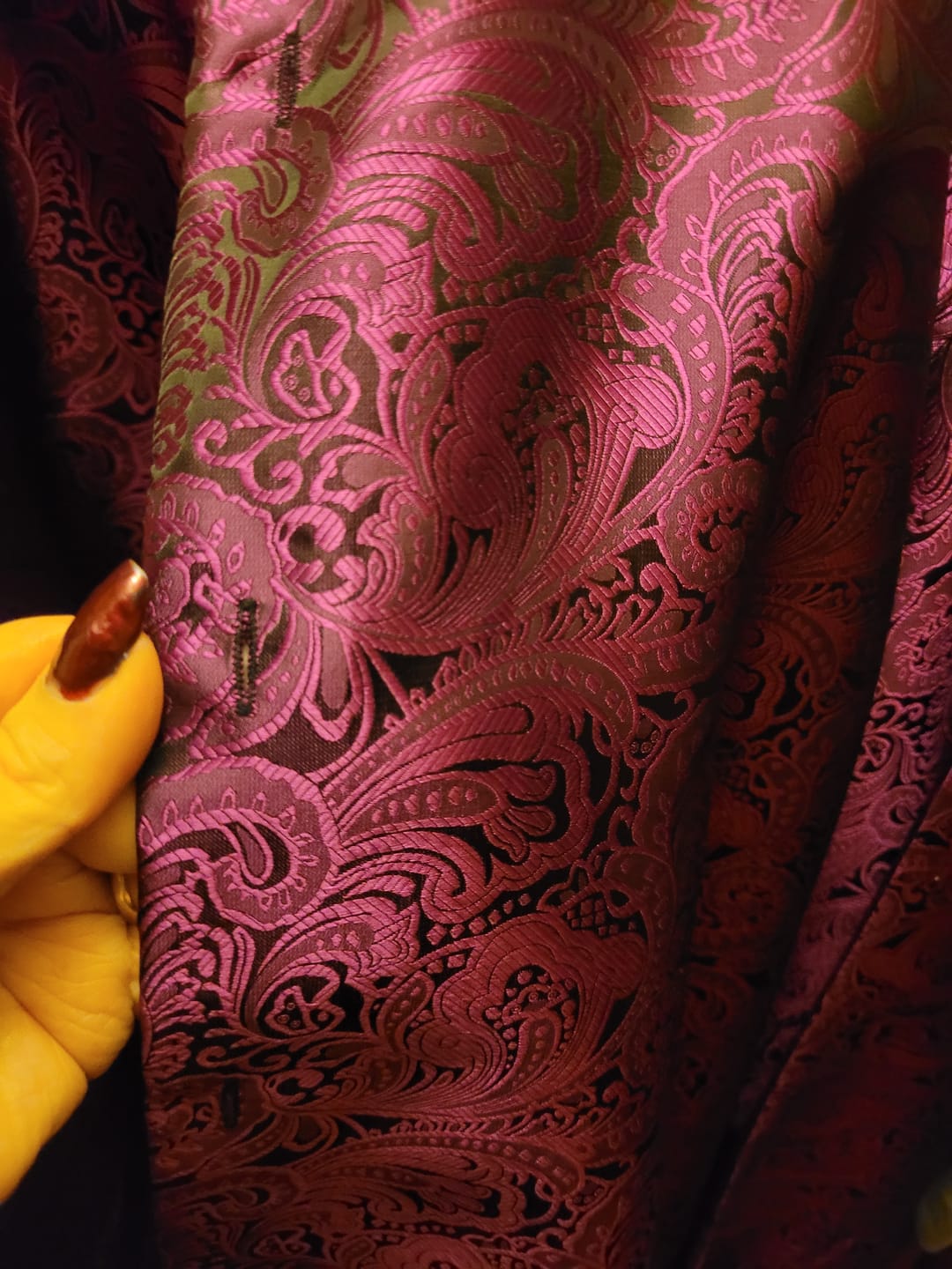 Customer photo review of Barry. Wang Mens Purple Paisley Short Sleeve Shirt Summer Beach Button Up Shirt