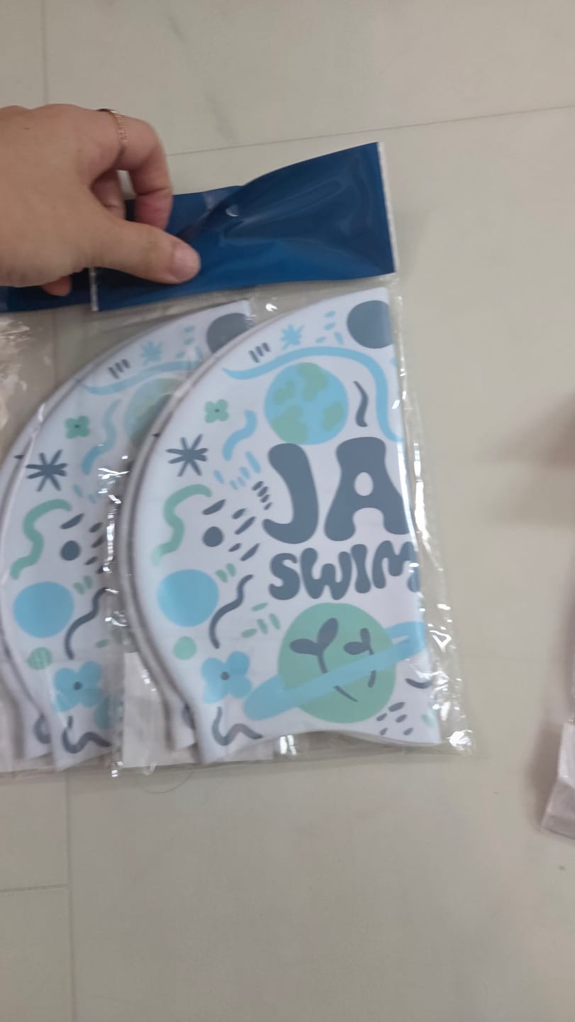 Customer photo review of JAYD Swim Cap - Lost In Space