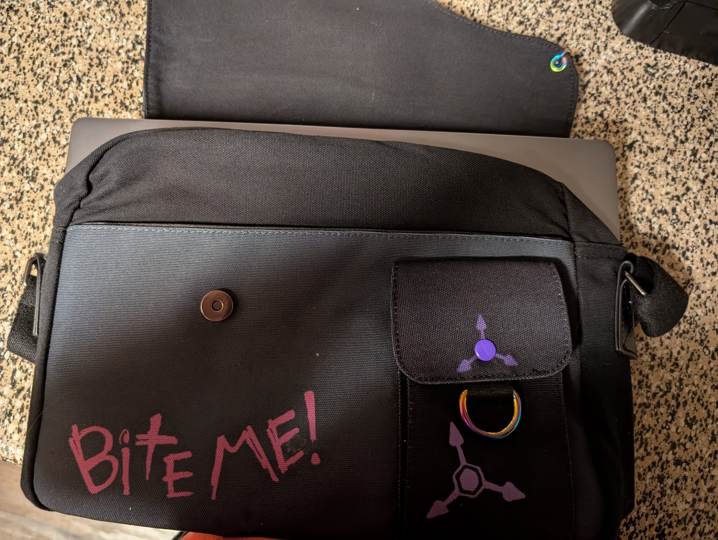 Customer photo review of Murder Drones Laptop Bag