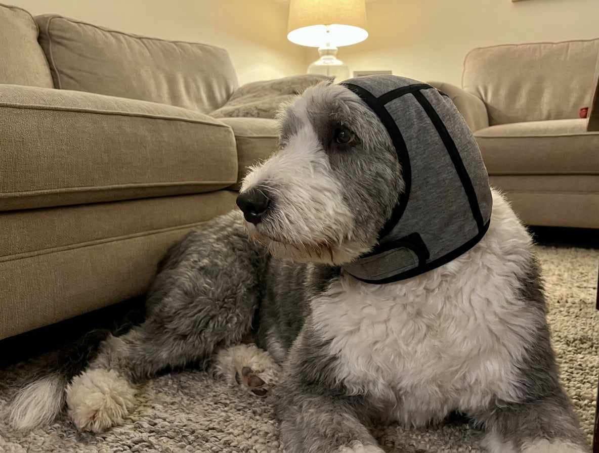 Customer photo review of Orejeras Calmantes para Perros