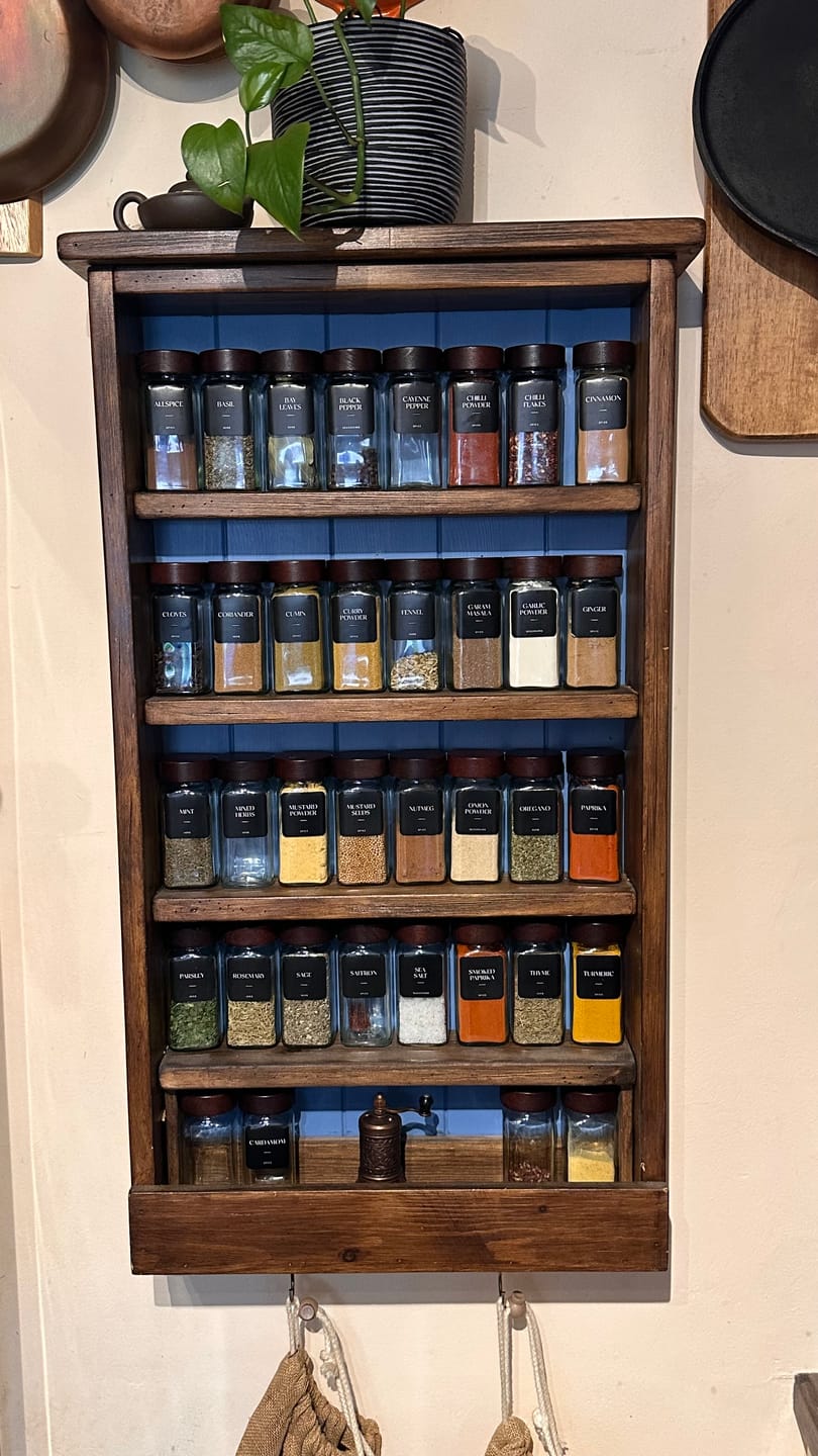 Customer photo review of Set of 12 120ML Glass Spice Jar with Acacia Lid
