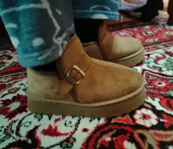 Customer photo review of Lena Slip-On Suede Platform Ankle Booties