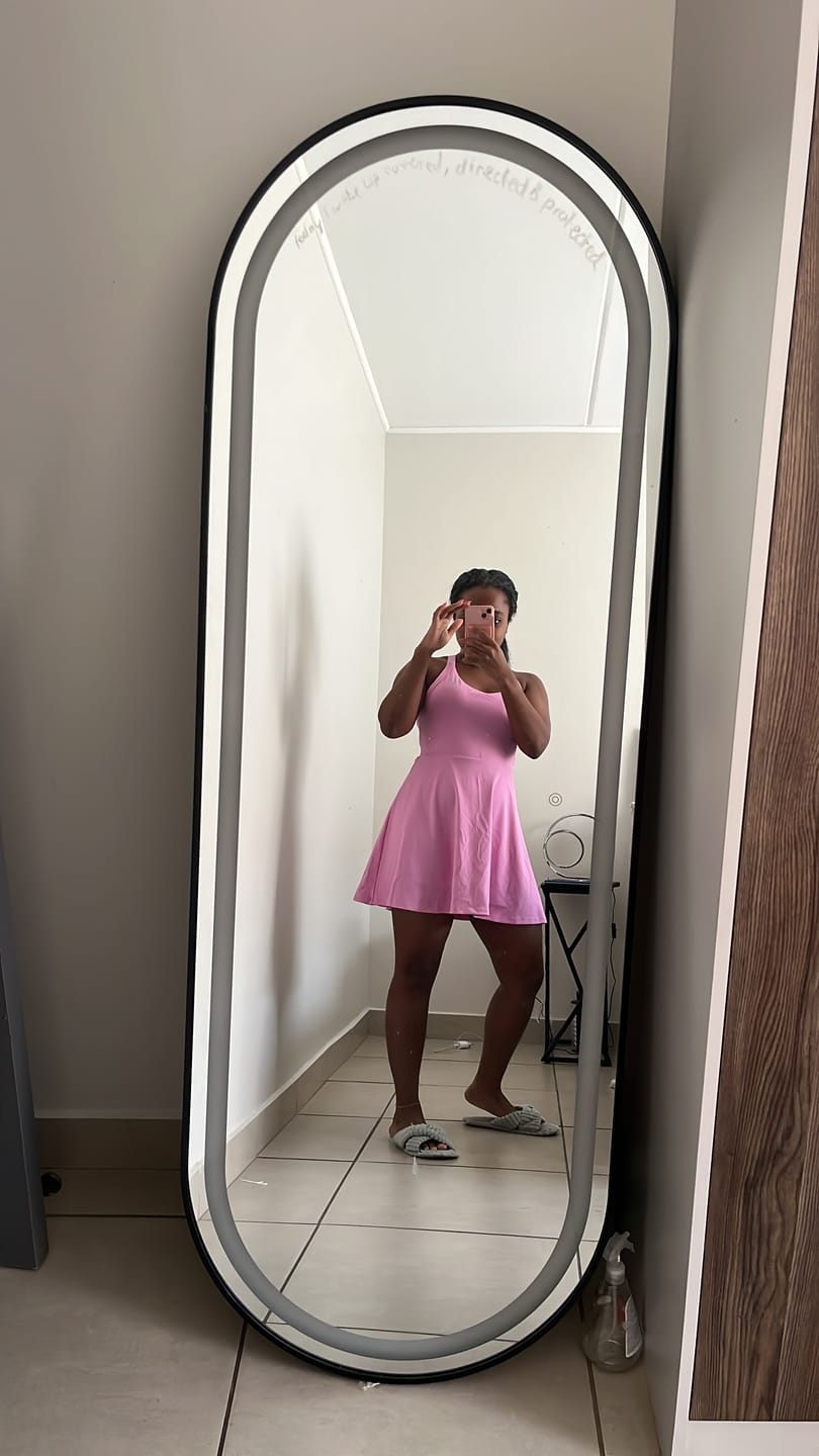 Customer photo review of One-Piece Activewear Dress with Stretchy Built-In Shorts & Bra