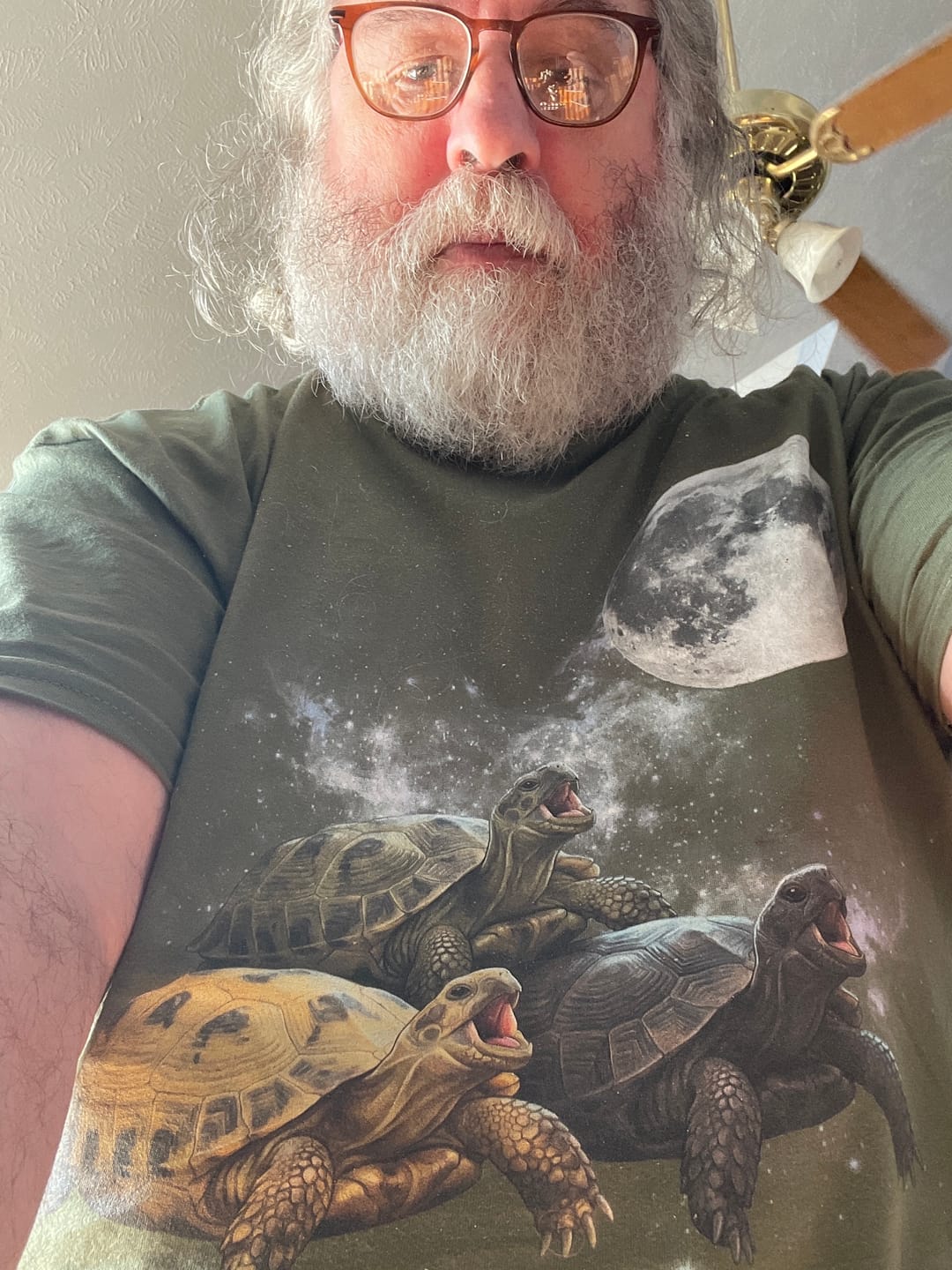 Customer photo review of Russian Tortoise Moon Howl T-Shirt
