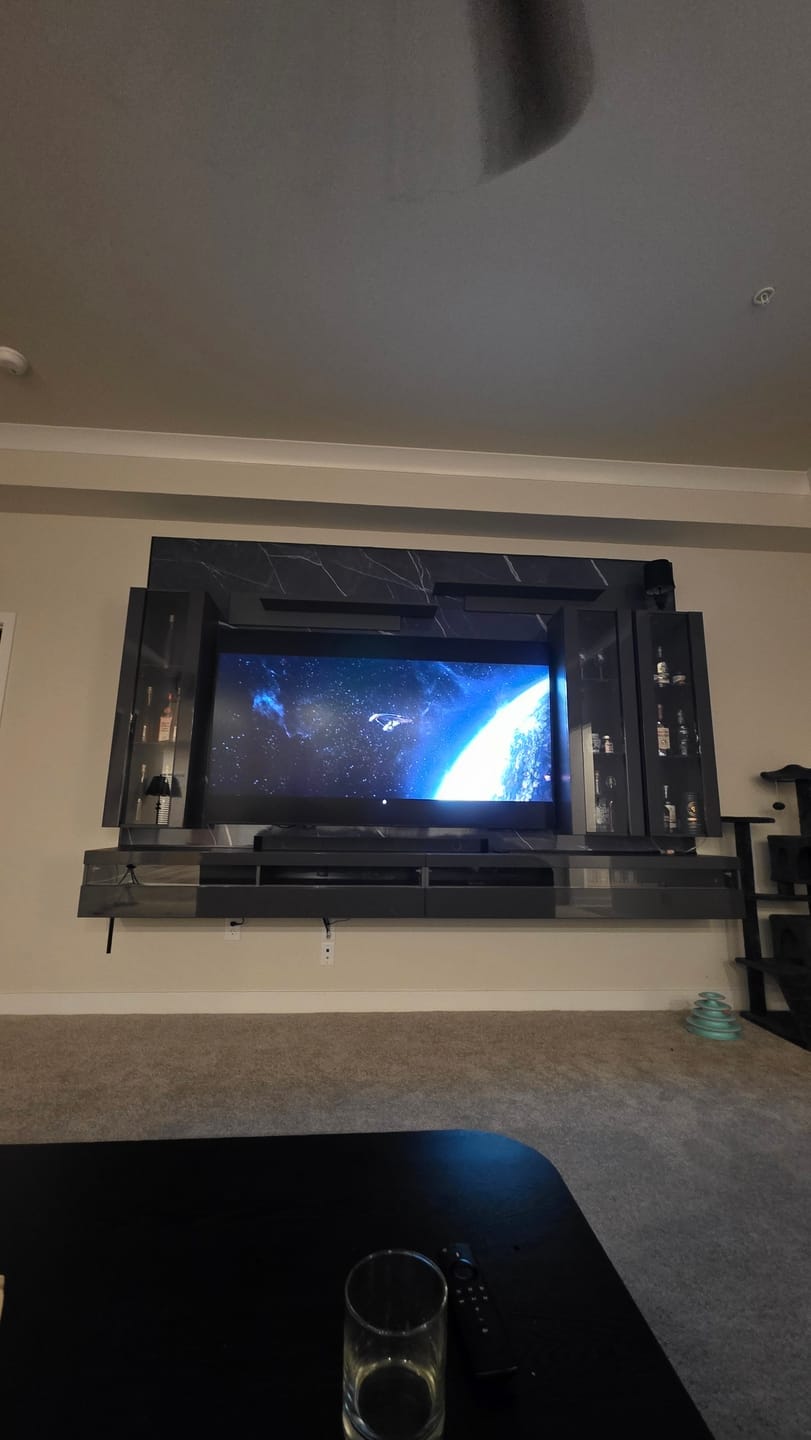Customer photo review of Black Adamantium Carrara Marble Wall Panel 96" X 48"