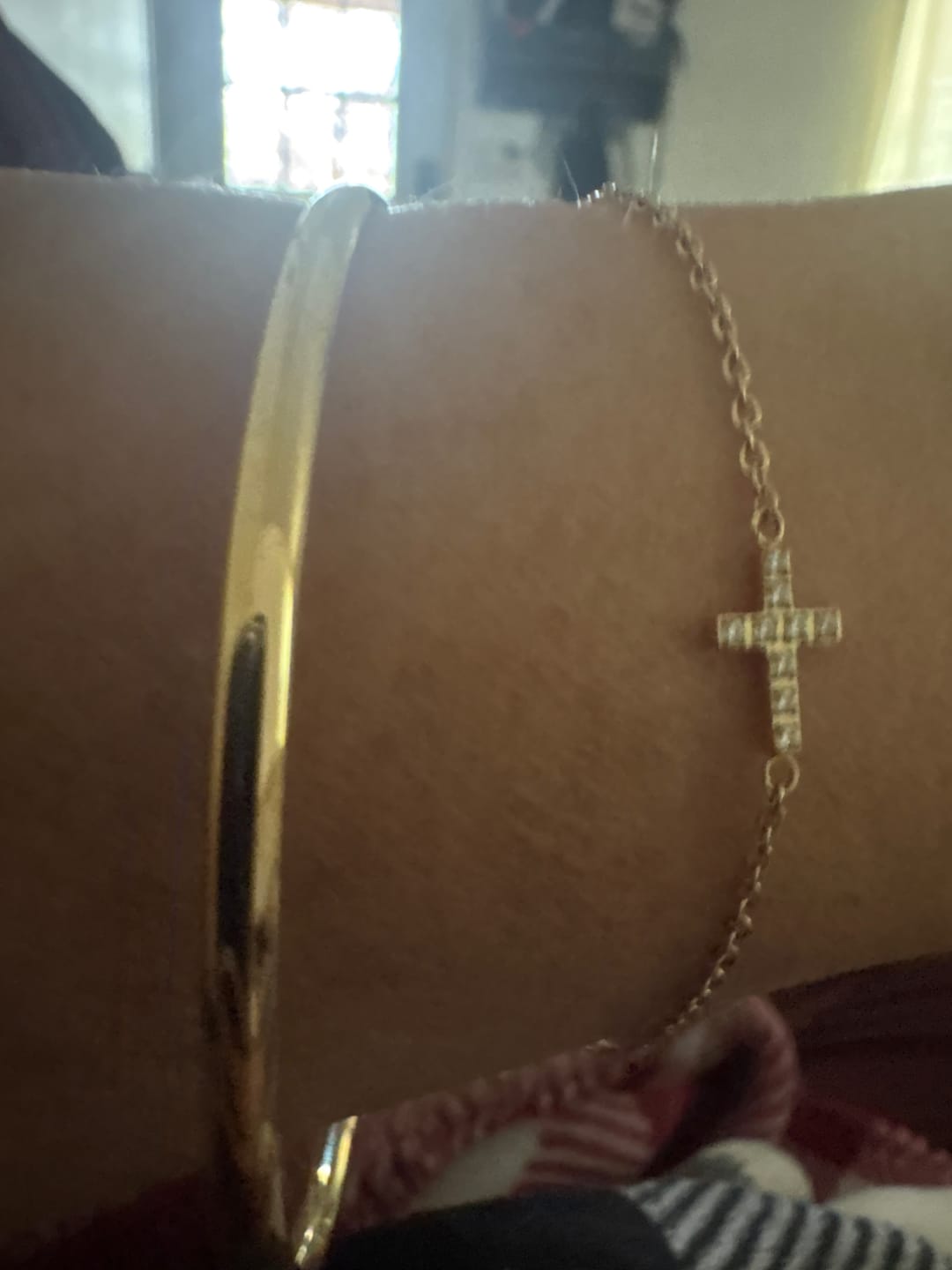 Customer photo review of Pavé Cross Bracelet