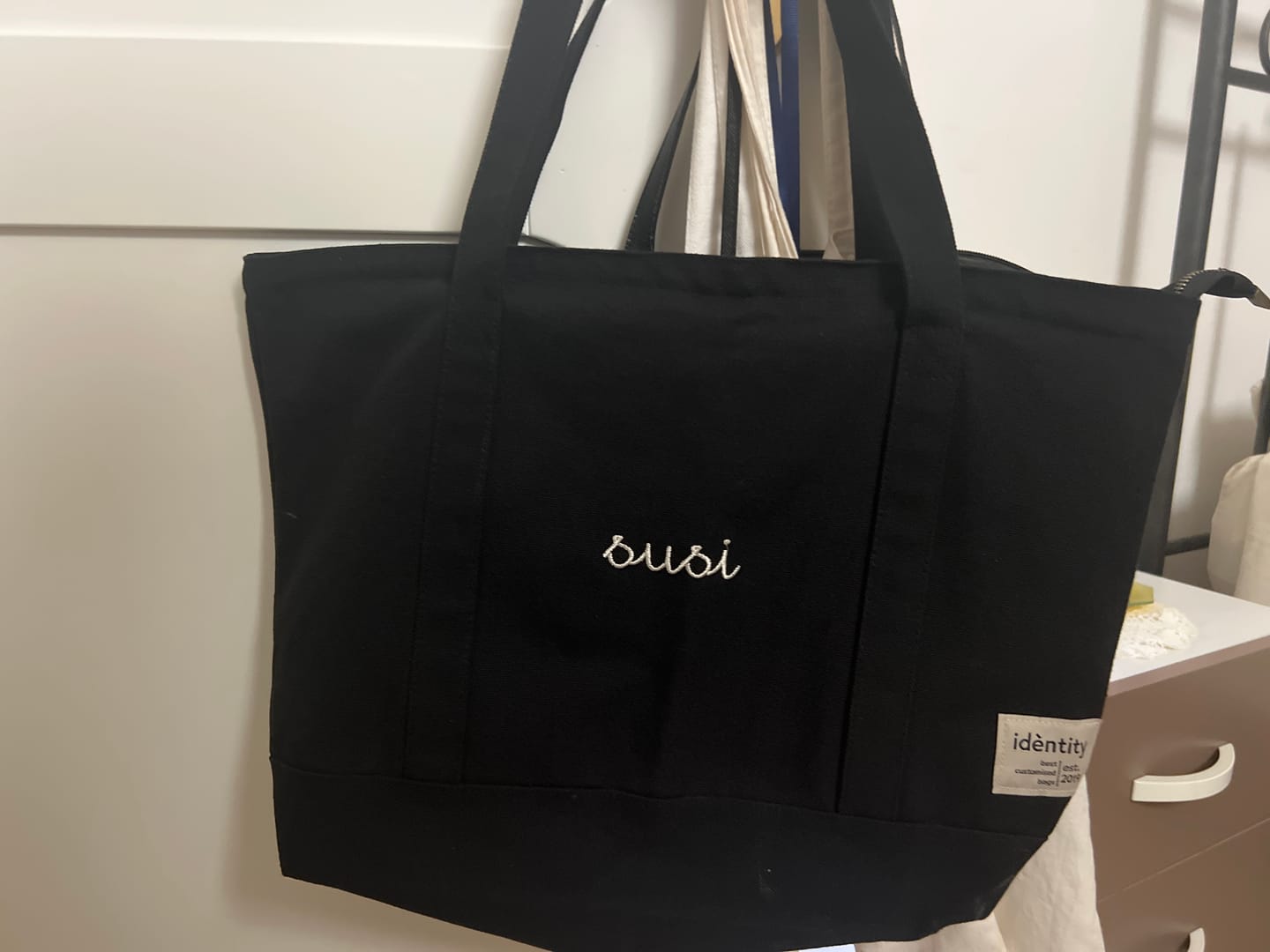 Customer photo review of Borsa a Spalla in Tela - Nero