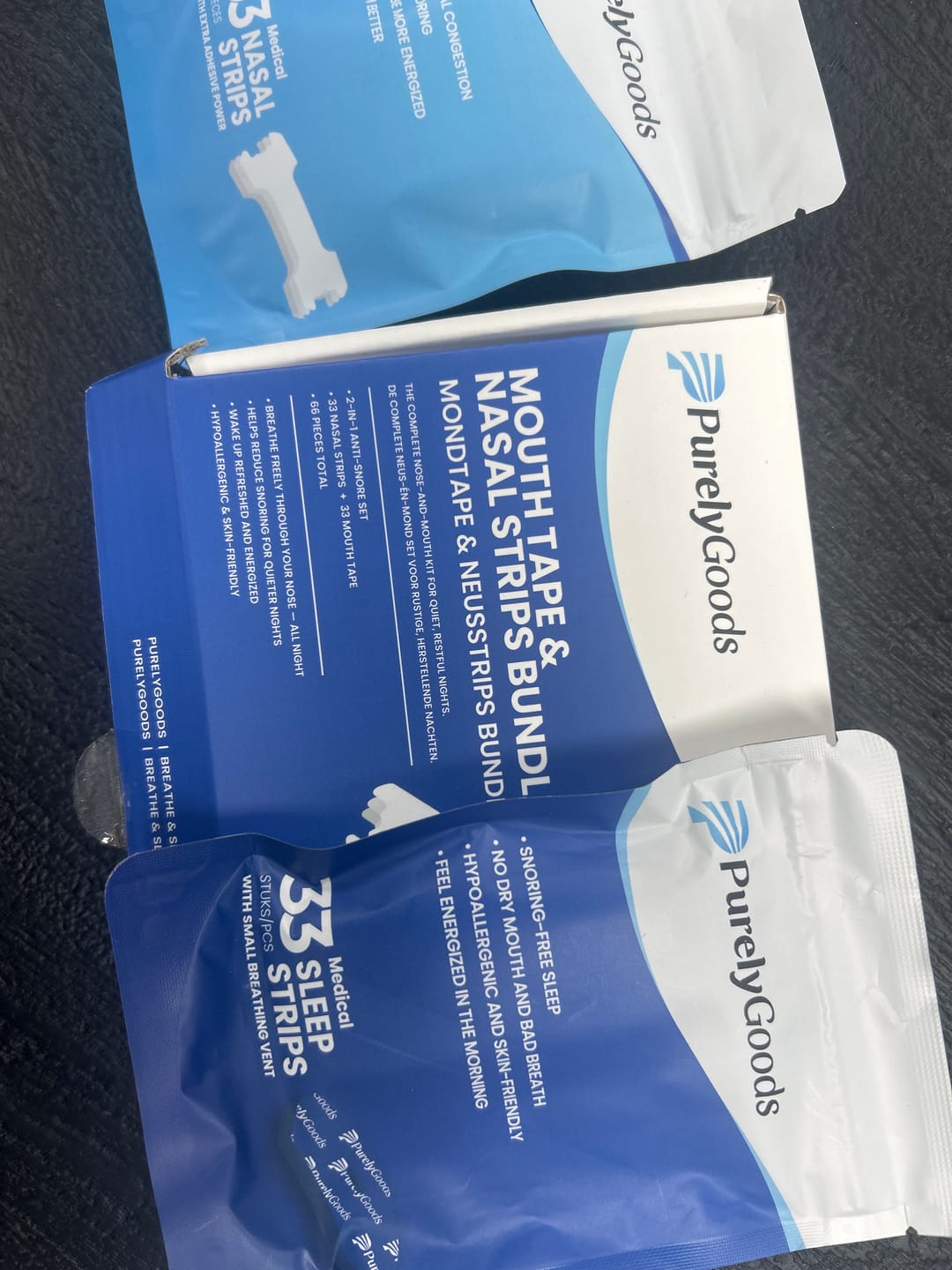 Customer photo review of PurelyGoods Neusstrips & Mondtape Set – 33 + 33 stuks