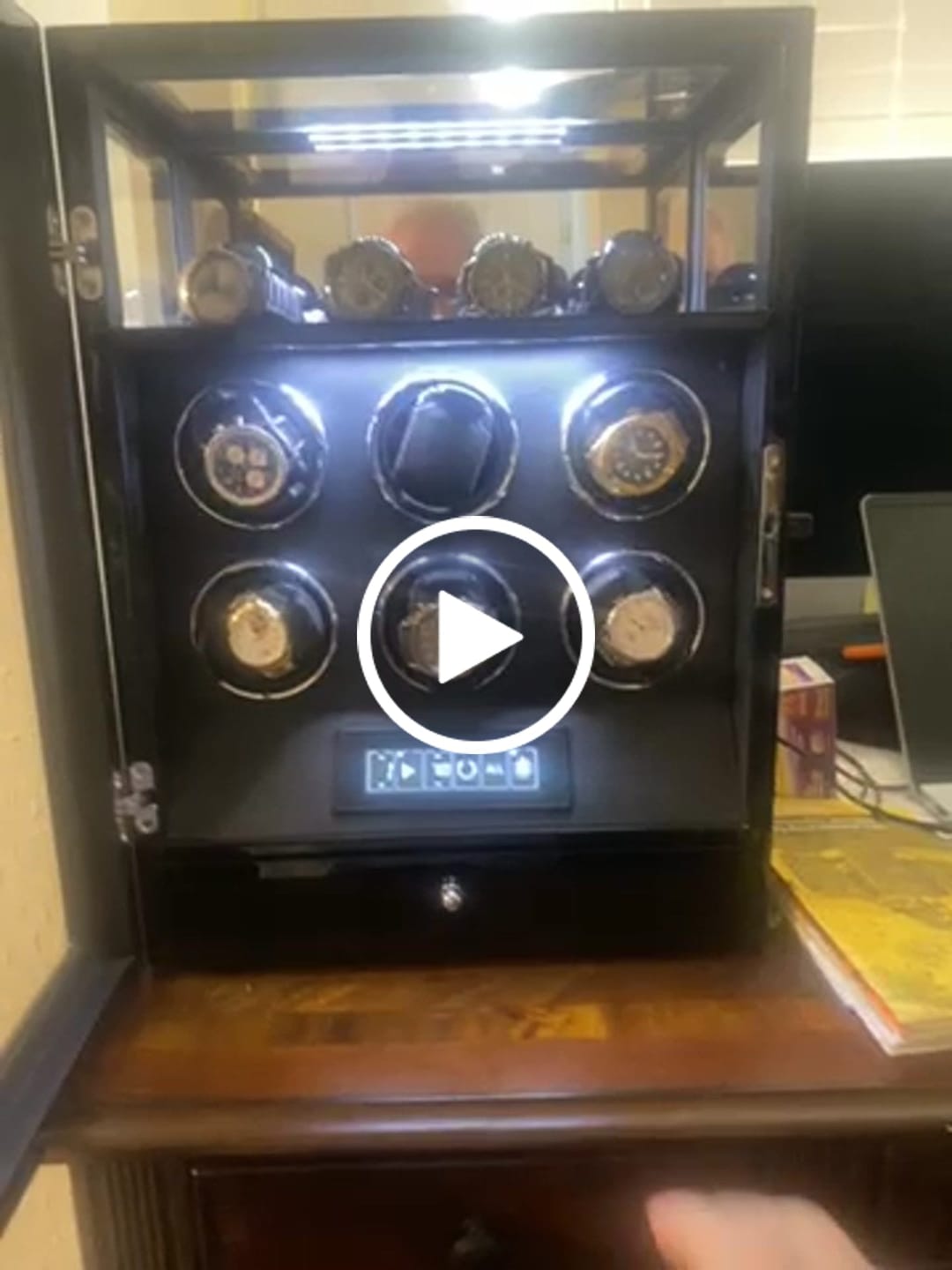 Customer video review of Patented Design Watch Winders with Watch Holder Fingerprint Lock Ultra Quiet Motors