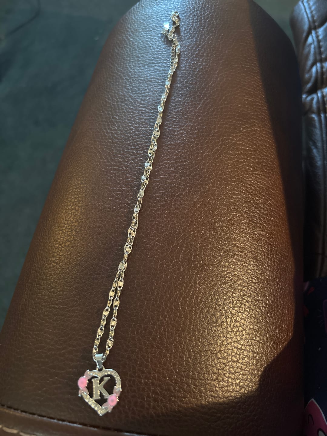 Customer photo review of Flower Initial Necklace w/ Clip Chain