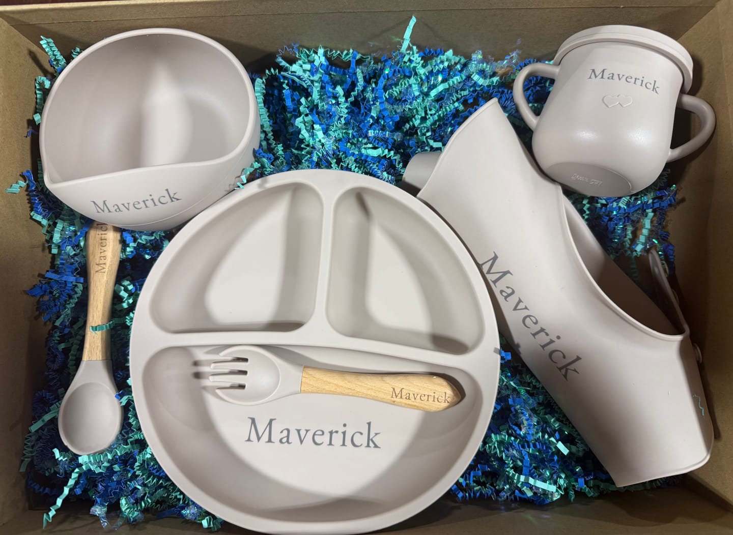 Customer photo review of Noah + Nori™ Personalized Baby Feeding Set