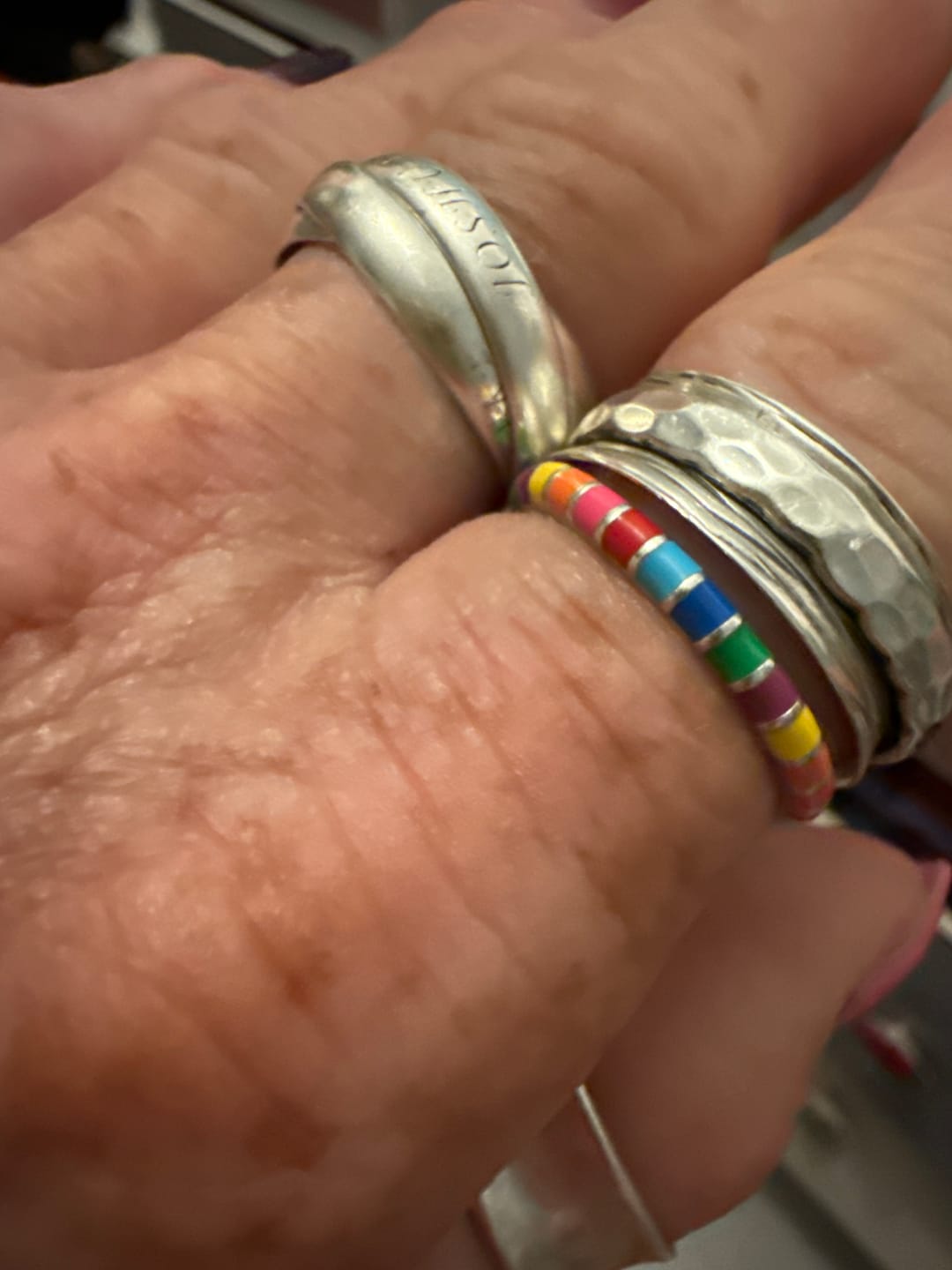 Customer photo review of Multicolour Thin Ring | Enamel Sterling Silver