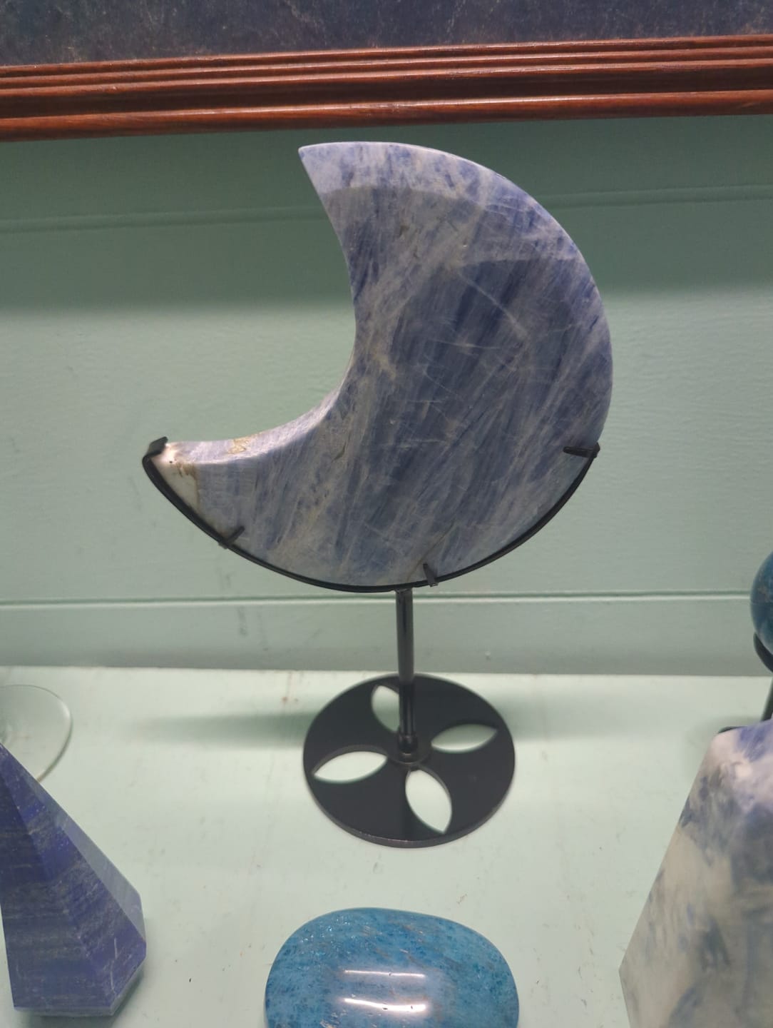 Customer photo review of Unique,Natural Crystal Blue Kyanite Serene Moon With Stand