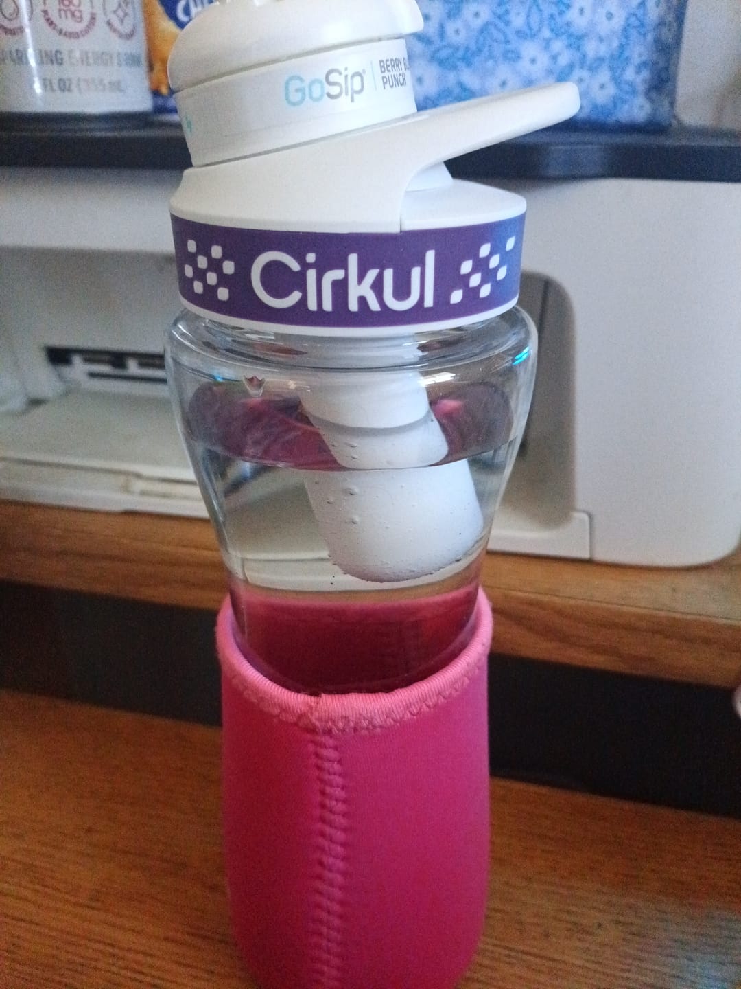 Customer photo review of FREE 22oz. Plastic Bottle & Blue Comfort Grip Lid