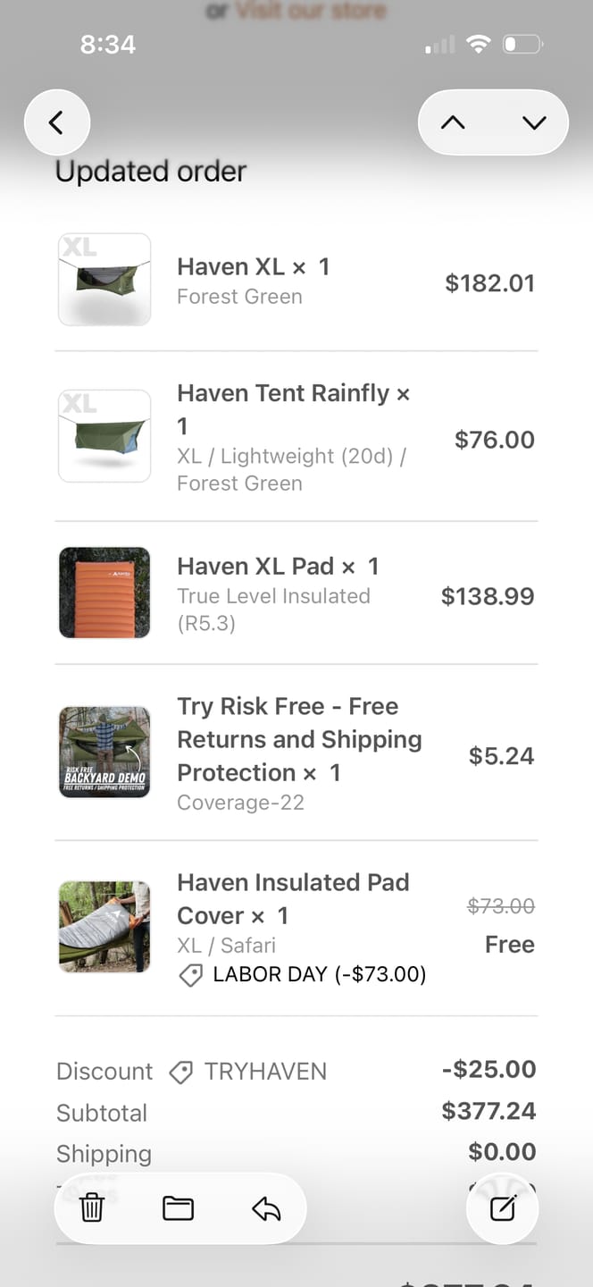 Customer photo review of Haven XL Pad
