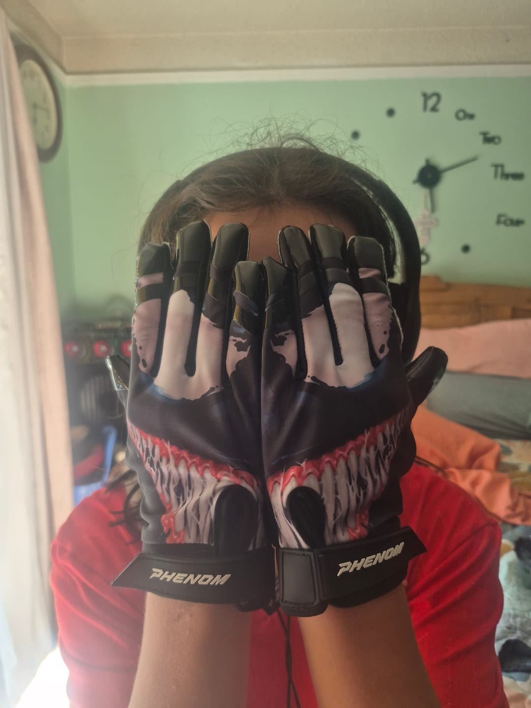 Customer photo review of Phenom Elite Villain Football Gloves - VPS3