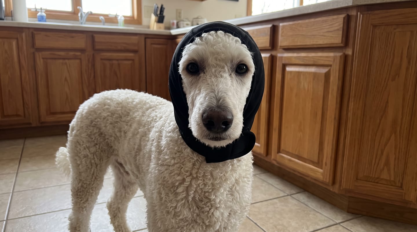 Customer photo review of Orejeras Calmantes para Perros