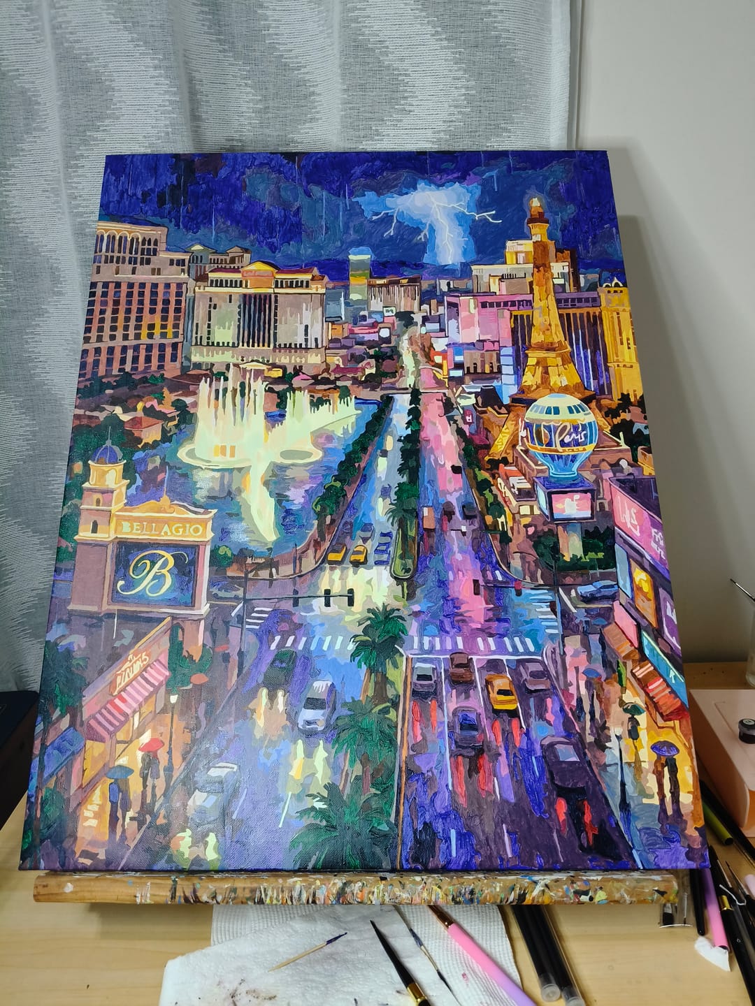 Customer photo review of Las Vegas Strip in Neon Rain (80 Color Paint by Numbers)