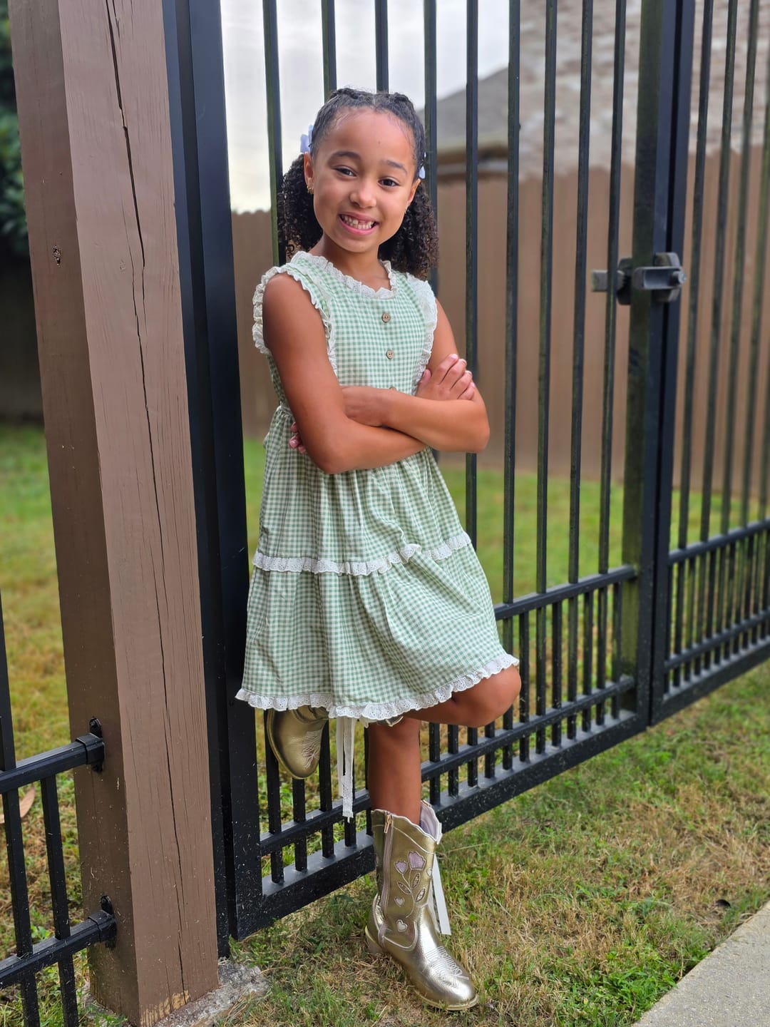 Customer photo review of Sage Gingham Zoey Dress