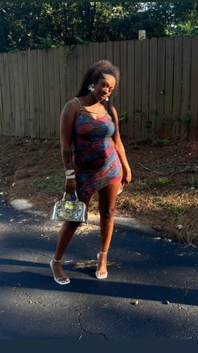 Customer photo review of Floral Ruched Cami Dress