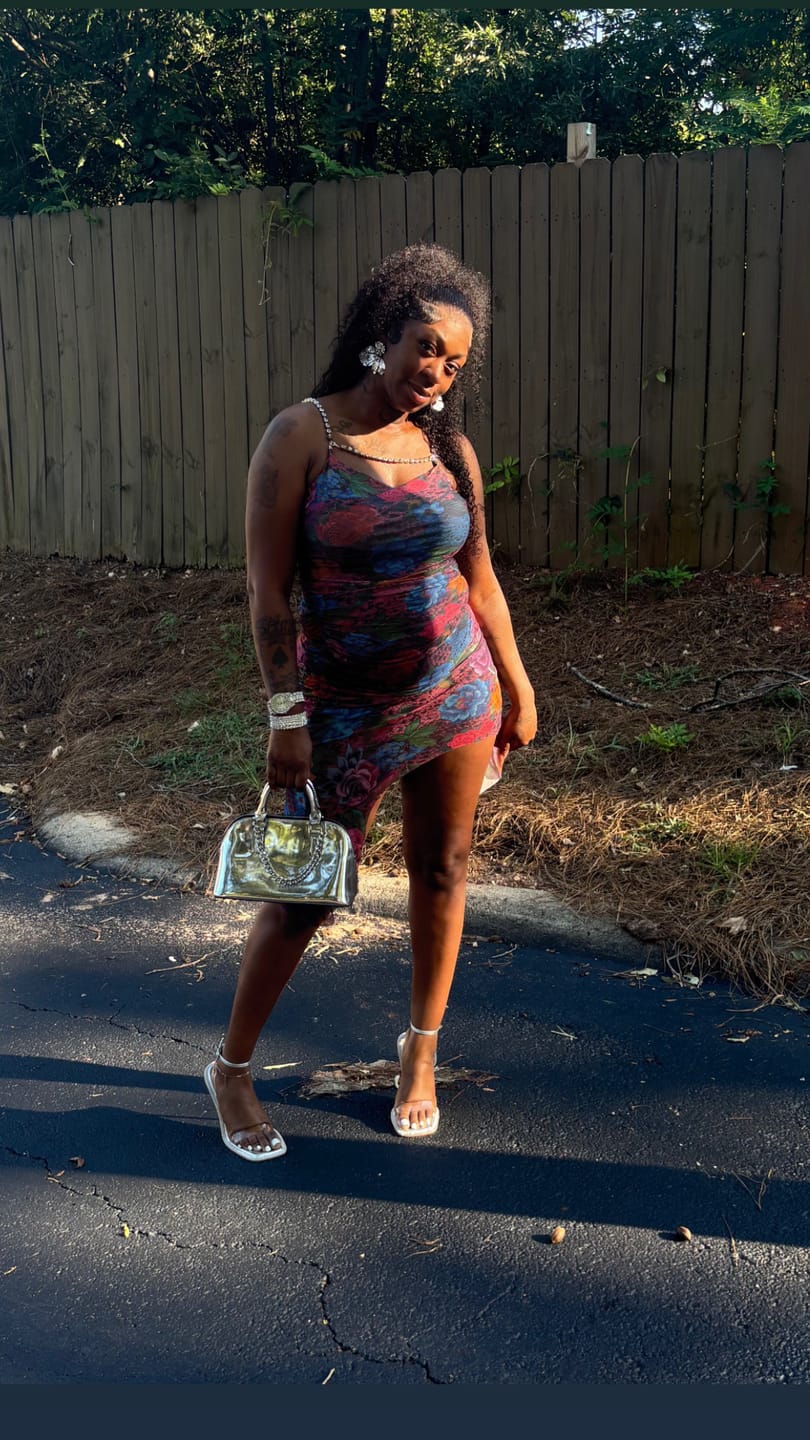 Customer photo review of Floral Ruched Cami Dress