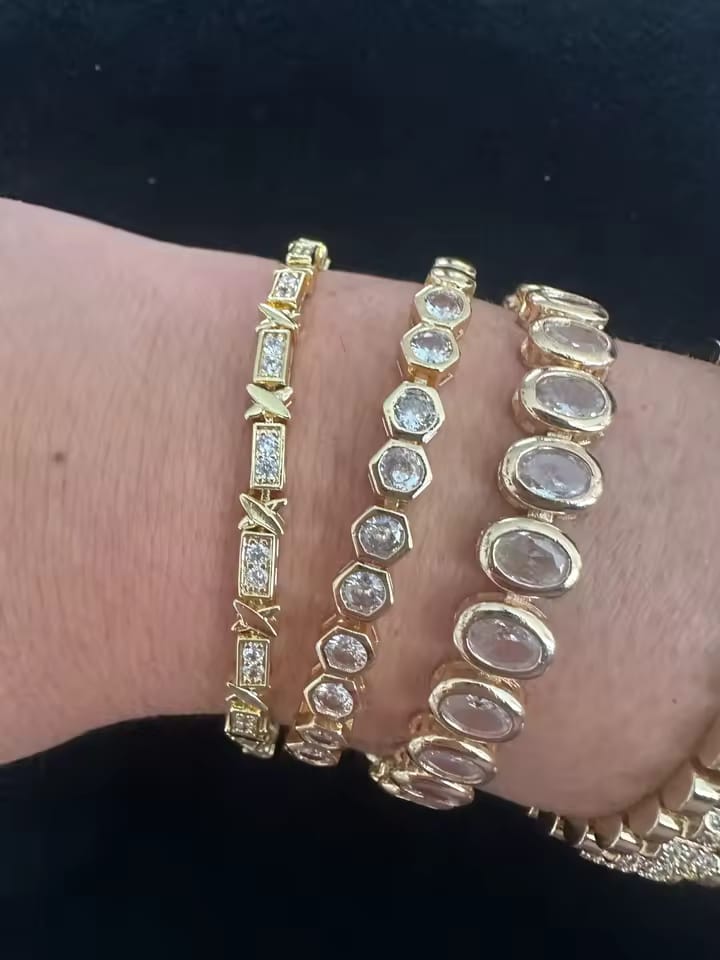 Customer photo review of Dahlia 14K Gold Plated Paperclip & Watch Strap Bracelet