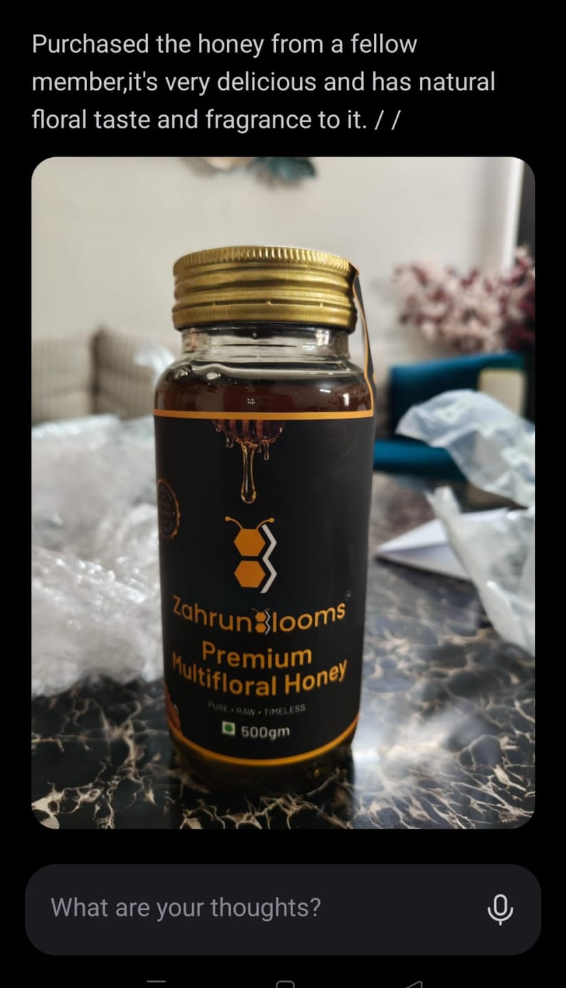 Customer photo review of ZahrunBlooms Premium Multifloral Honey 500g – Traditional Glass Bottle