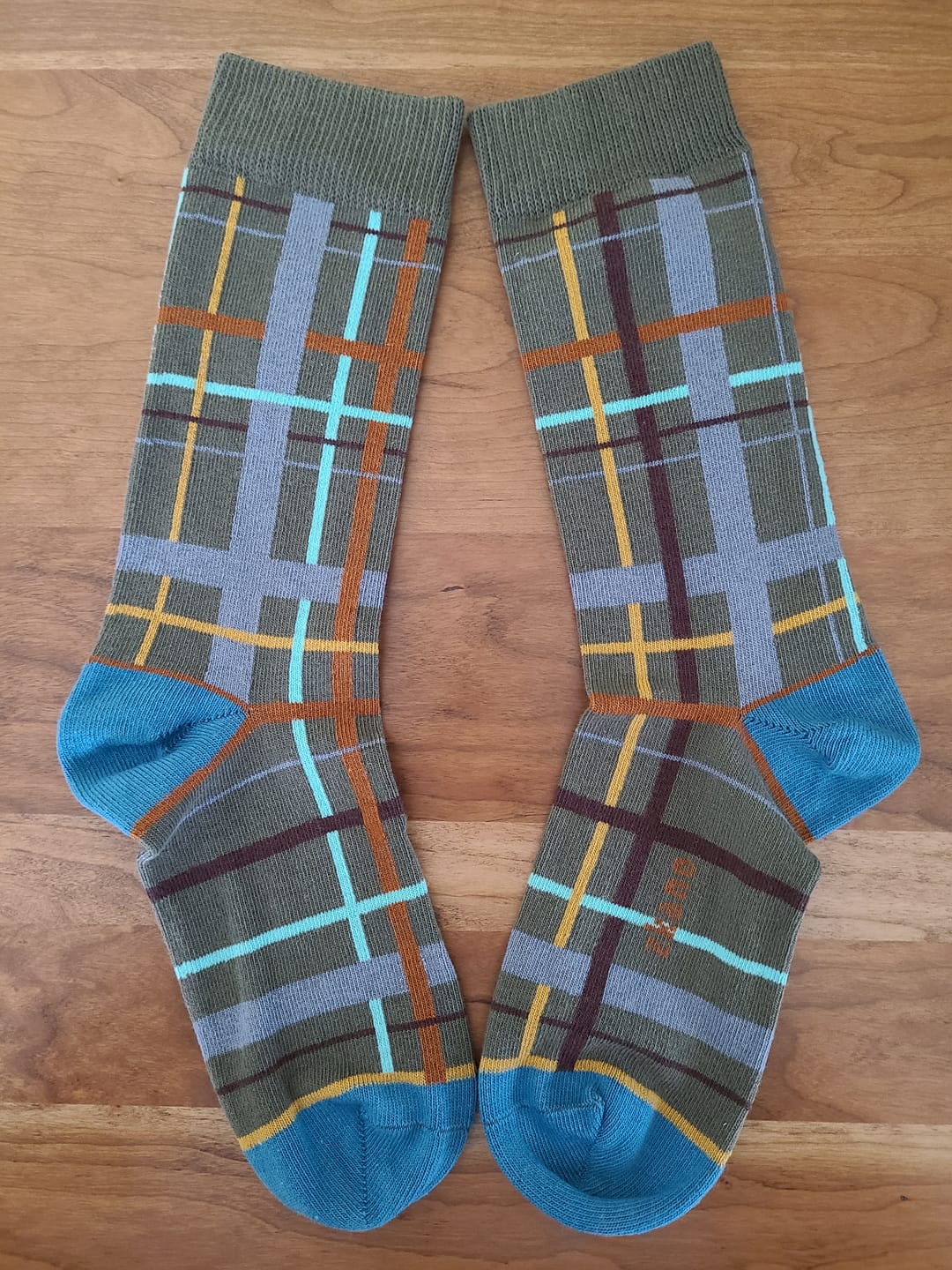 Customer photo review of Abstract Plaid - Organic Cotton Socks Crew - Spruce