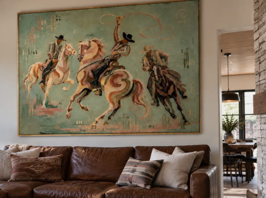 Customer photo review of Sage Stampede-Three Cowboy Riders Painting