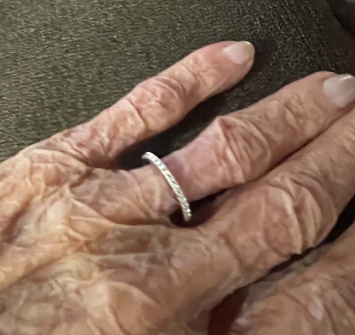 Customer photo review of 2mm Half Eternity Moissanite Band