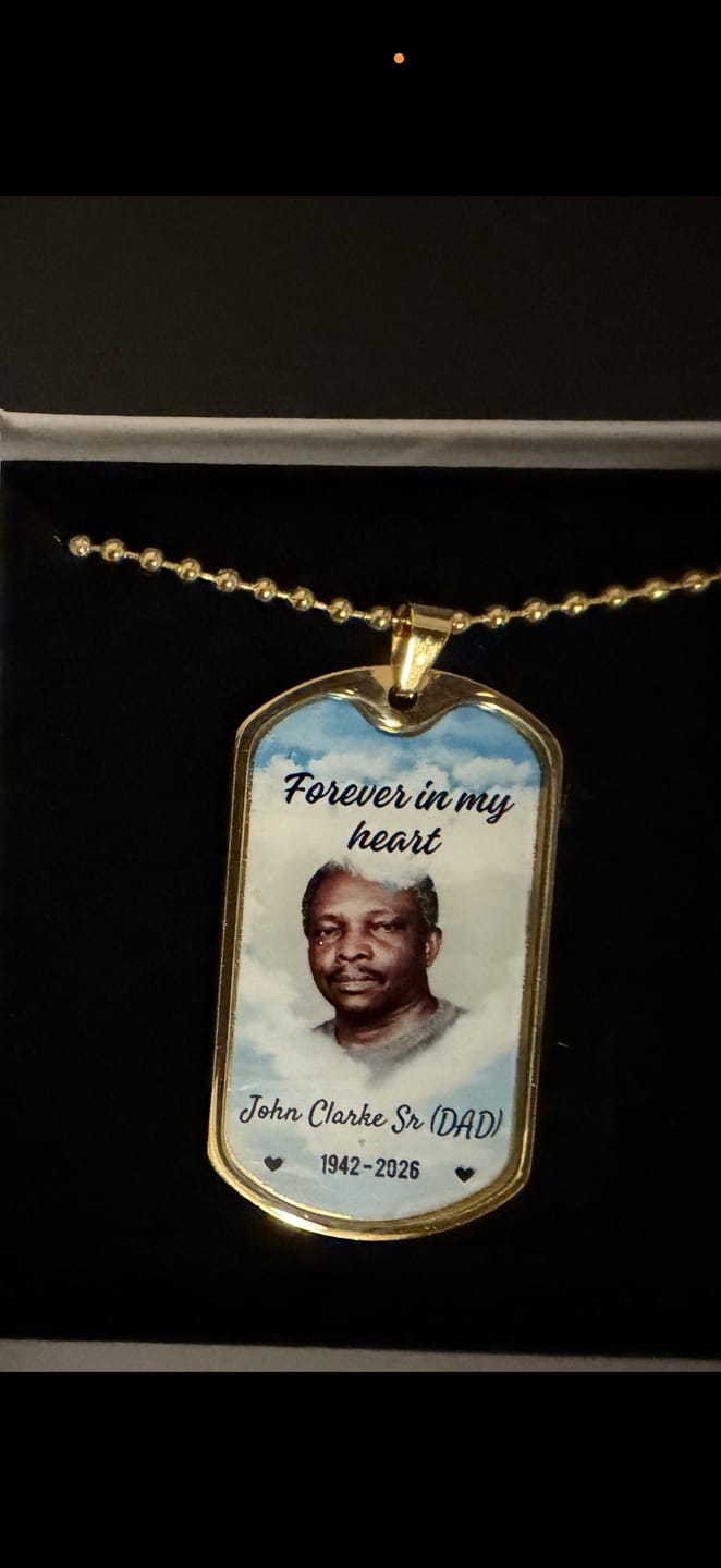 Customer photo review of In My Heart Sky-Blue Memorial Dog-tag Necklace